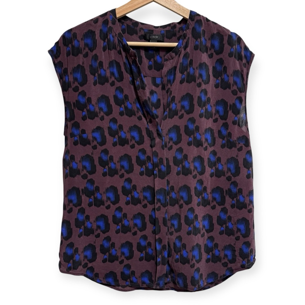 J. Crew Blue and Purple Patterned Blouse